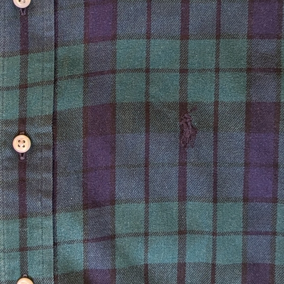 Ralph Lauren Blaire 100% Cotton Long Sleeve Black Watch Plaid Shirt - Picture 7 of 11